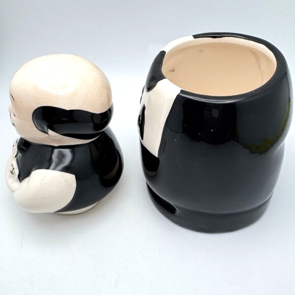 Vintage Ceramic Waiter Tea Canister Dispenser With Lid - 6.5" Black & White - Picture 10 of 11